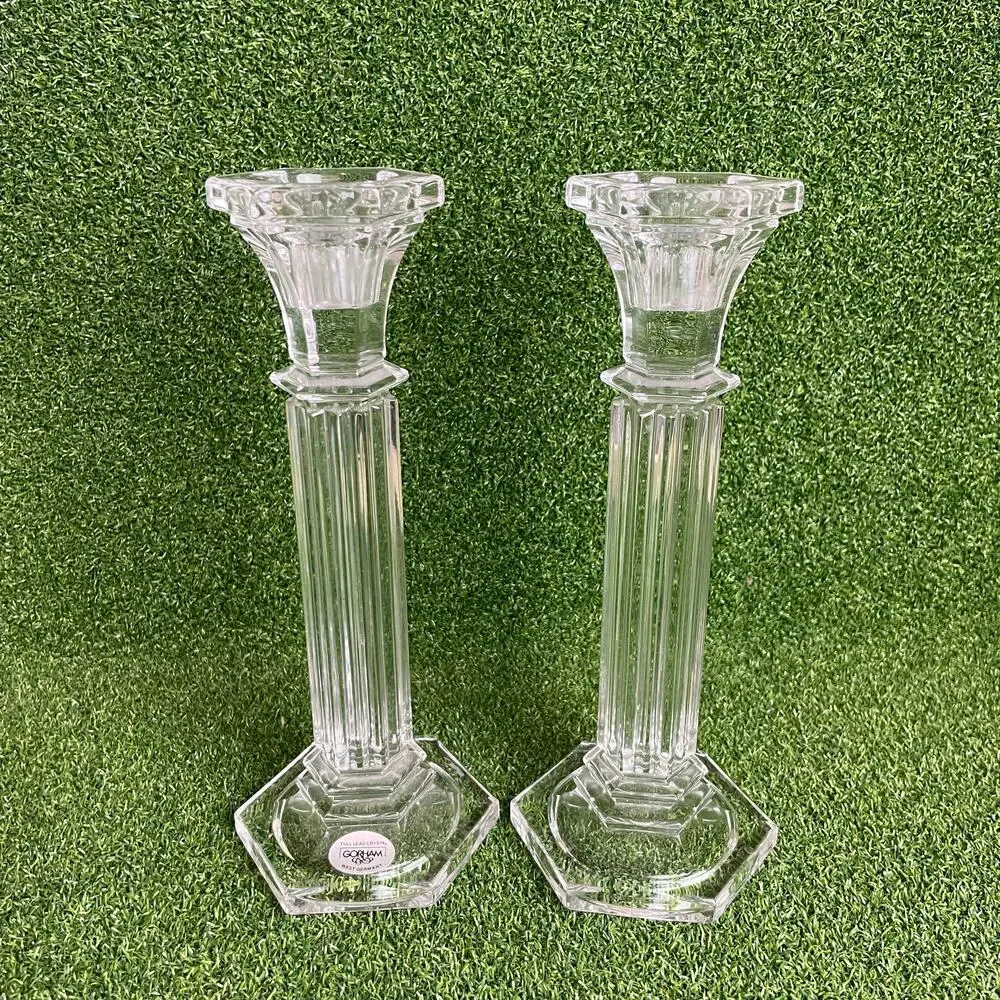 Vintage Lot Shannon Crystal Greek Roman Column Candle Holders